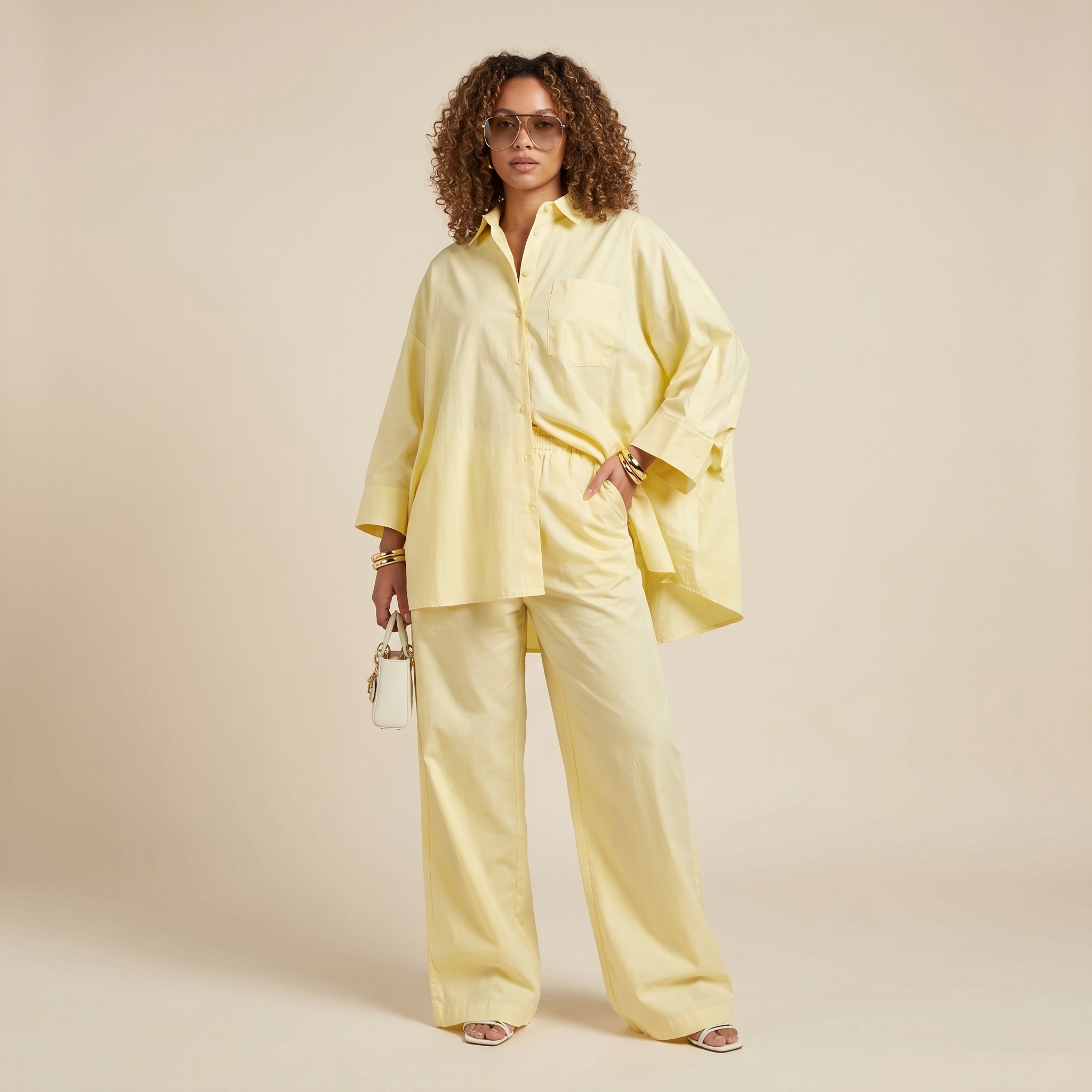 Ensemble Oversize Jaune Pastel