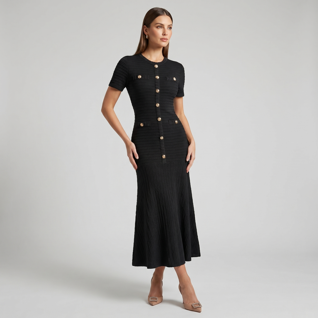 Robe Longue Maille Noire