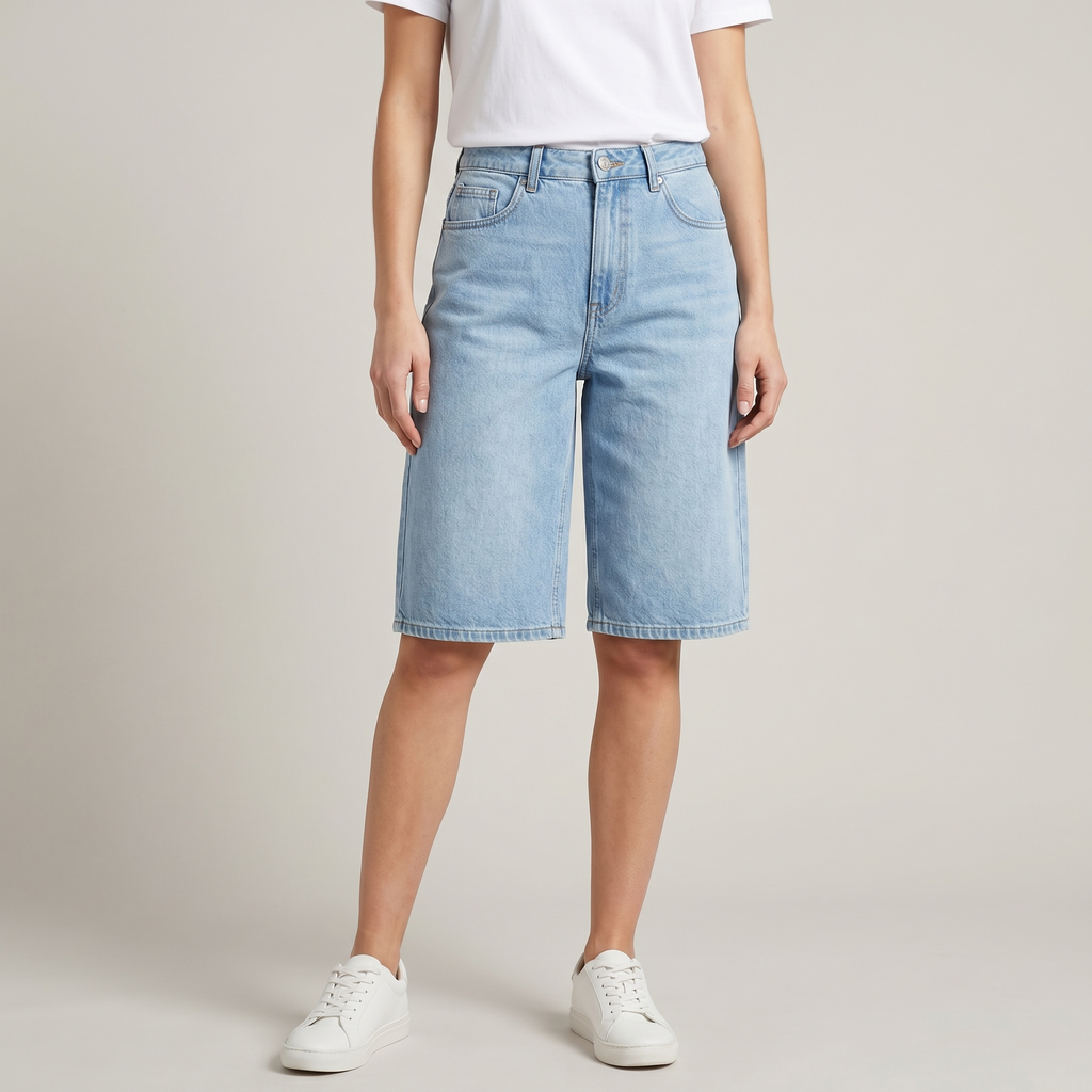 Bermuda Jean Femme Coupe Droite