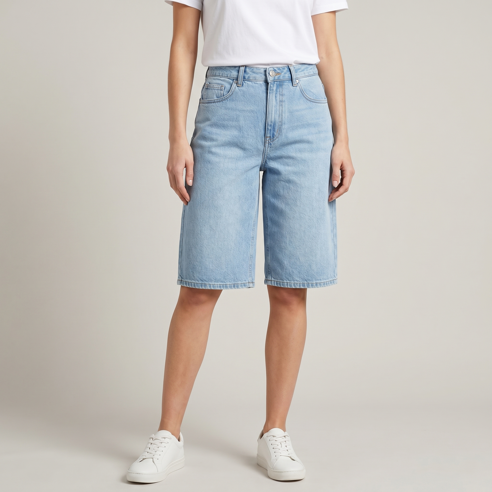 Bermuda Jean Femme Coupe Droite