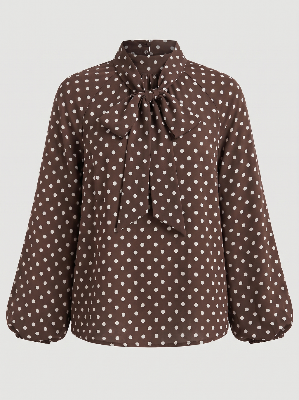 Chemisier Marron à Pois Blanc