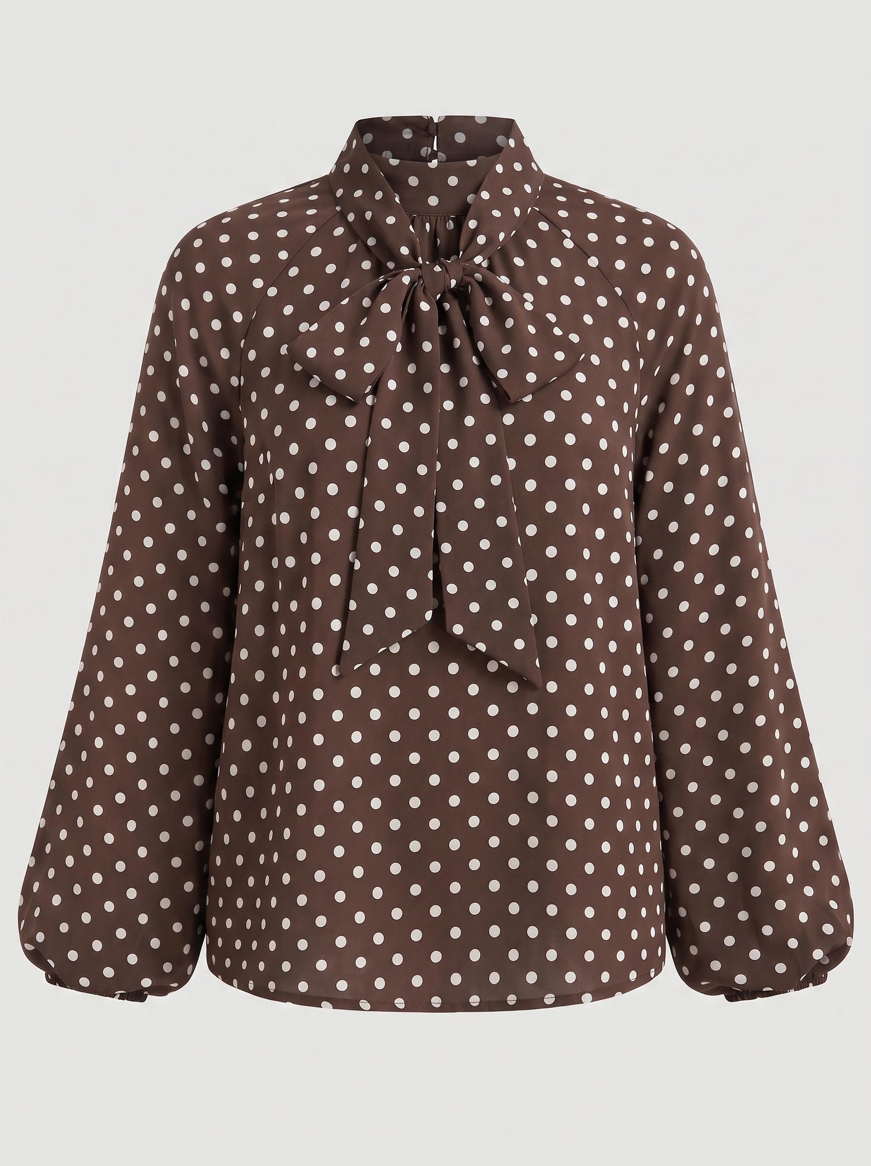 Chemisier Marron à Pois Blanc