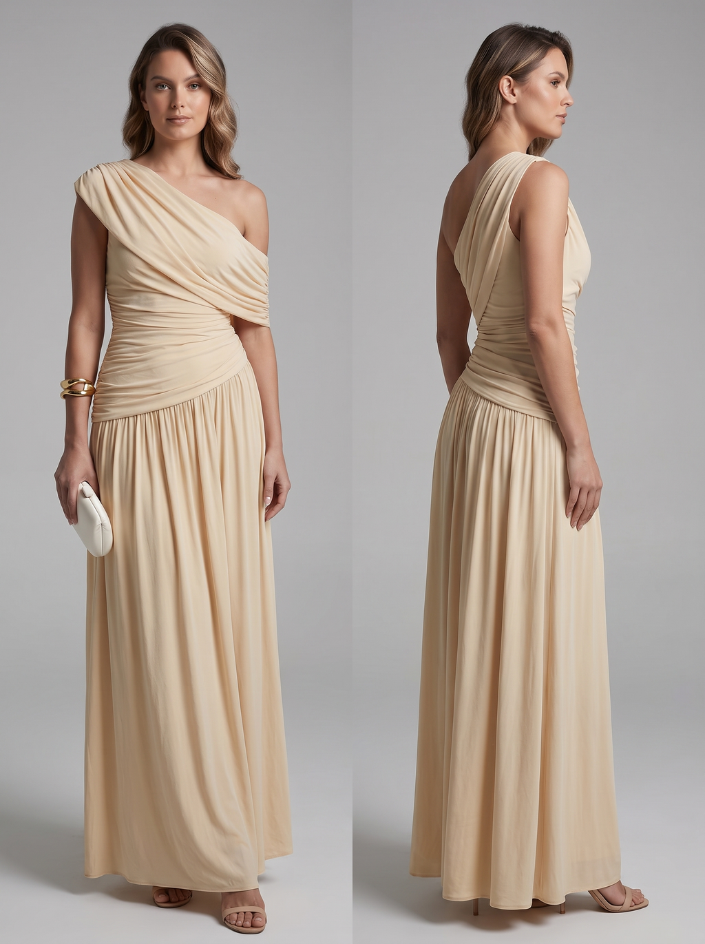 Robe Longue Asymétrique Drapée