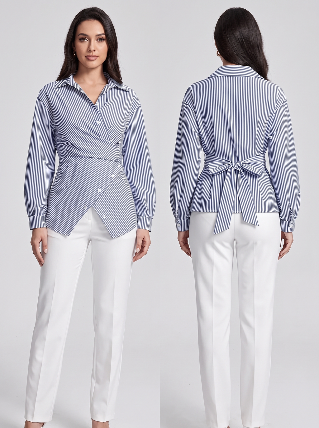 Chemise portefeuille à rayures