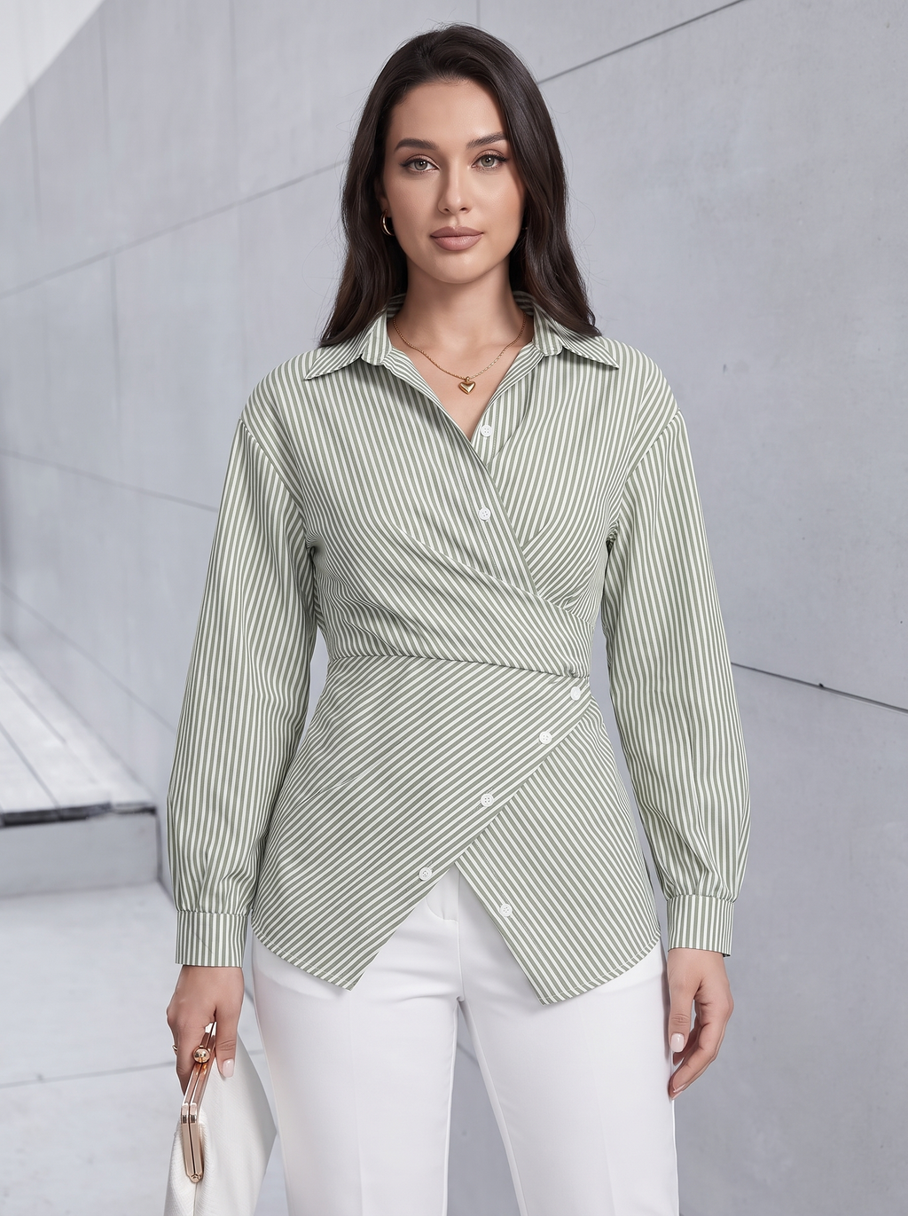 Chemise portefeuille à rayures