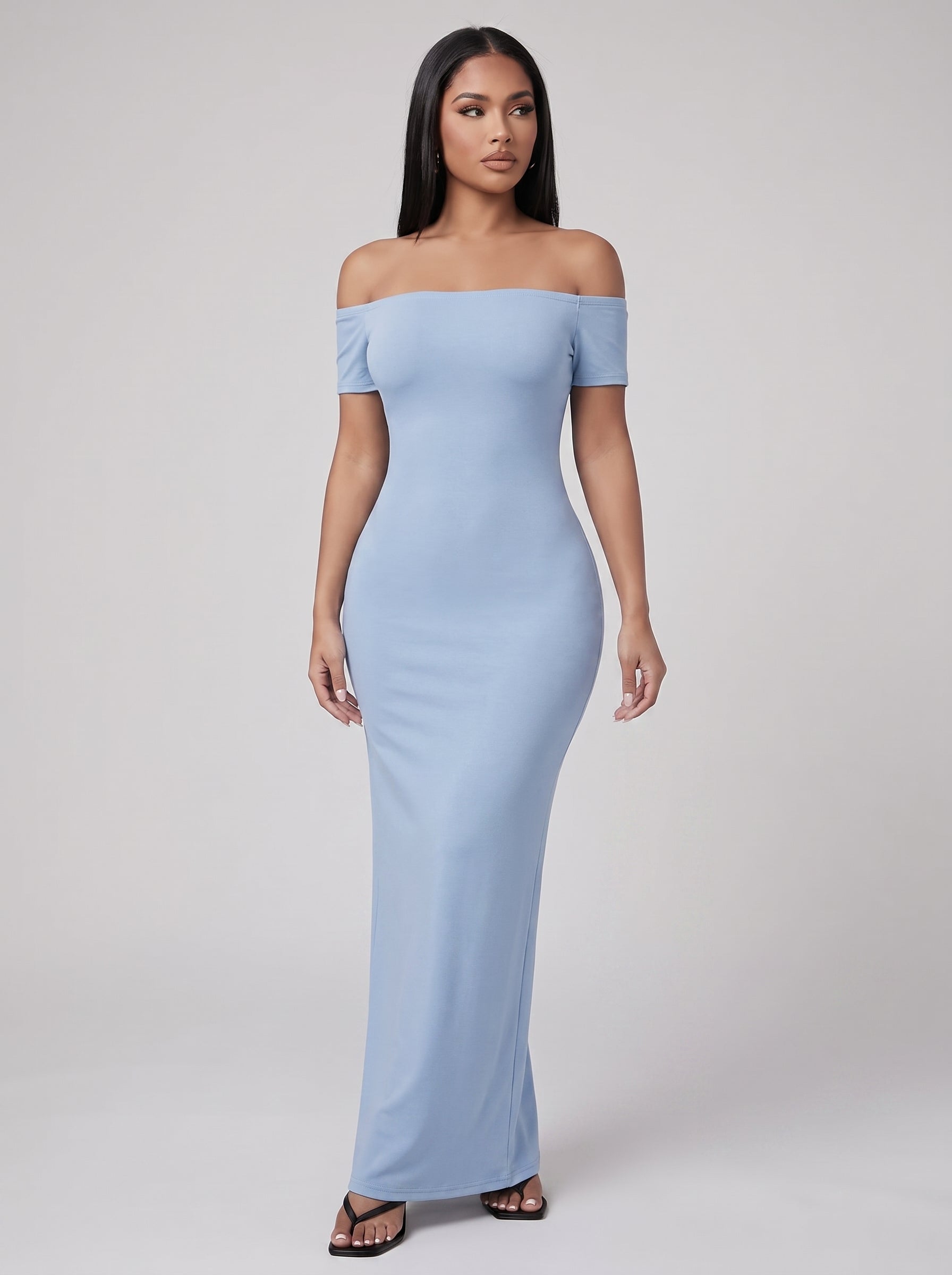 Robe longue moulante Bardot