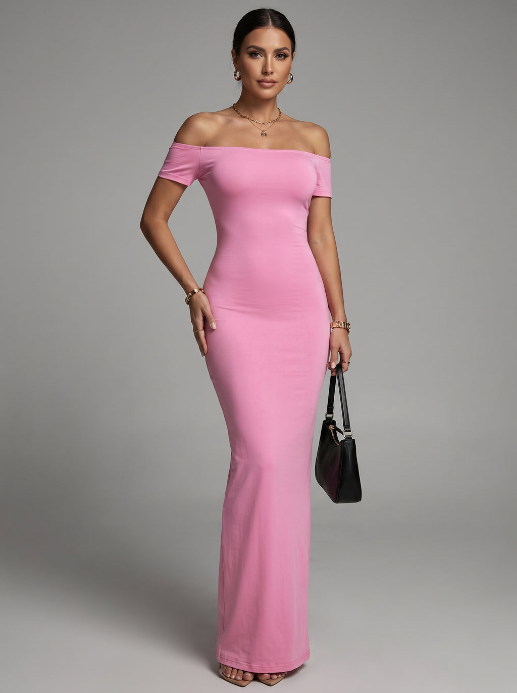 Robe longue moulante Bardot