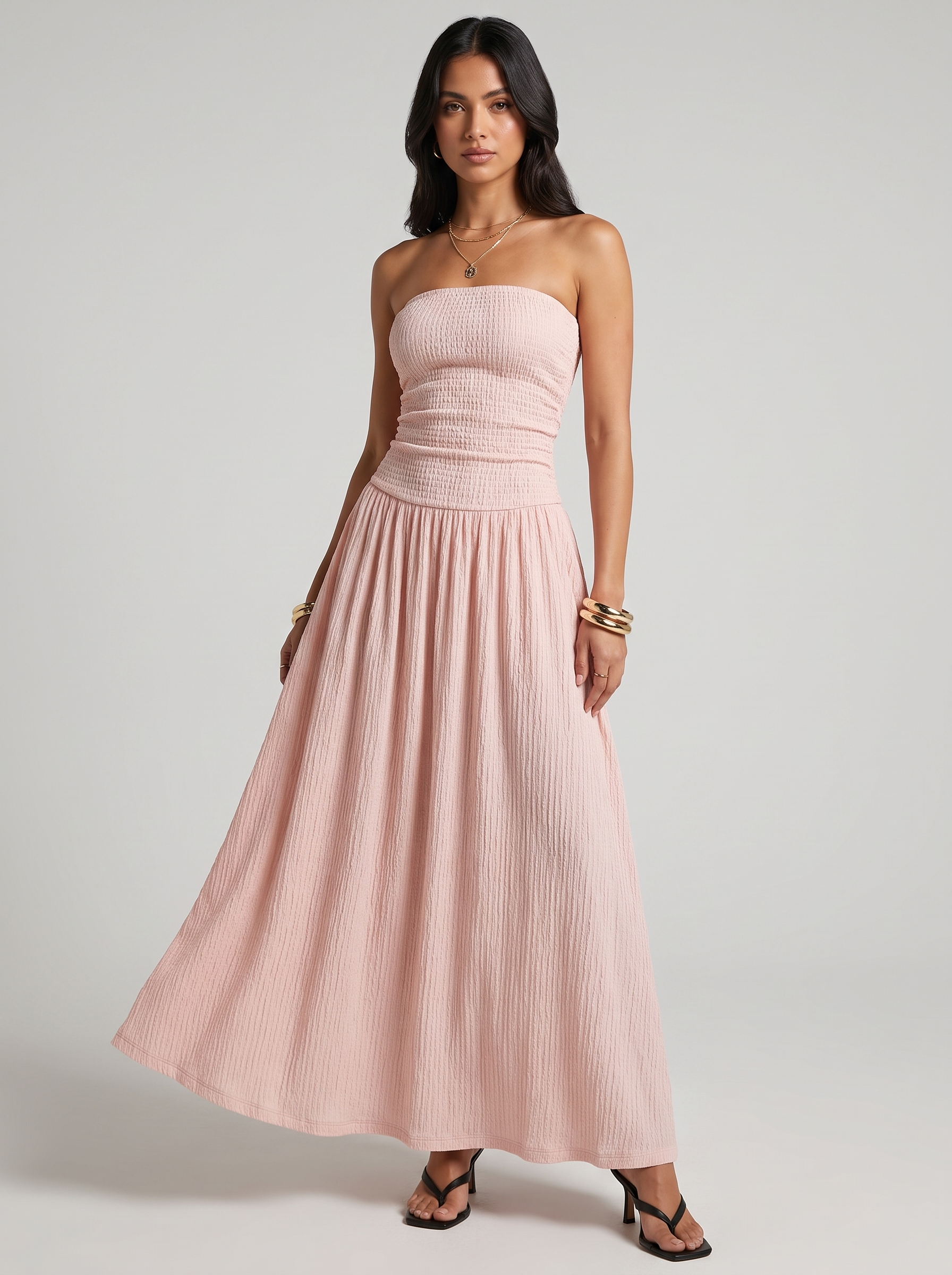 Robe longue plissée