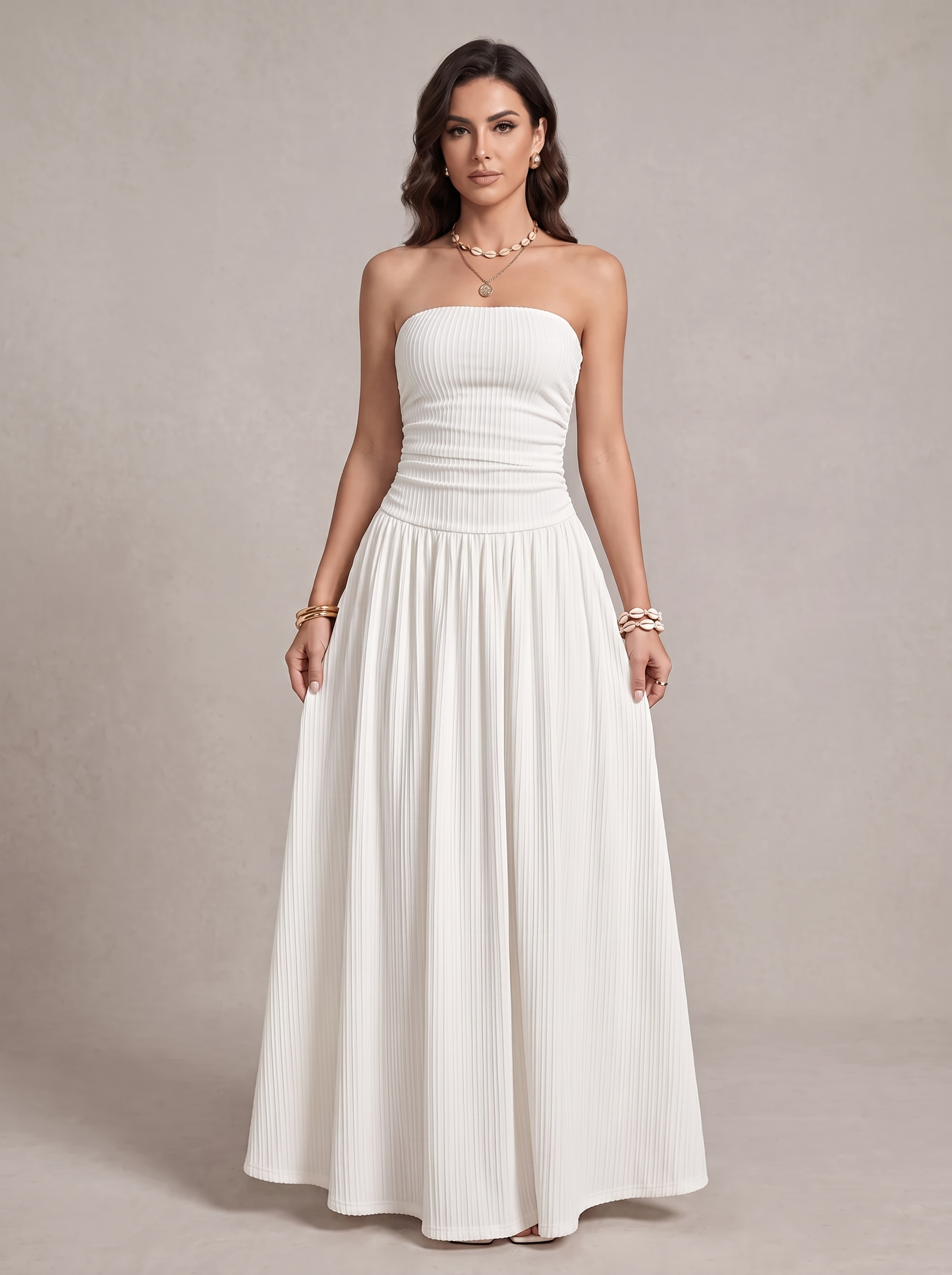 Robe longue plissée