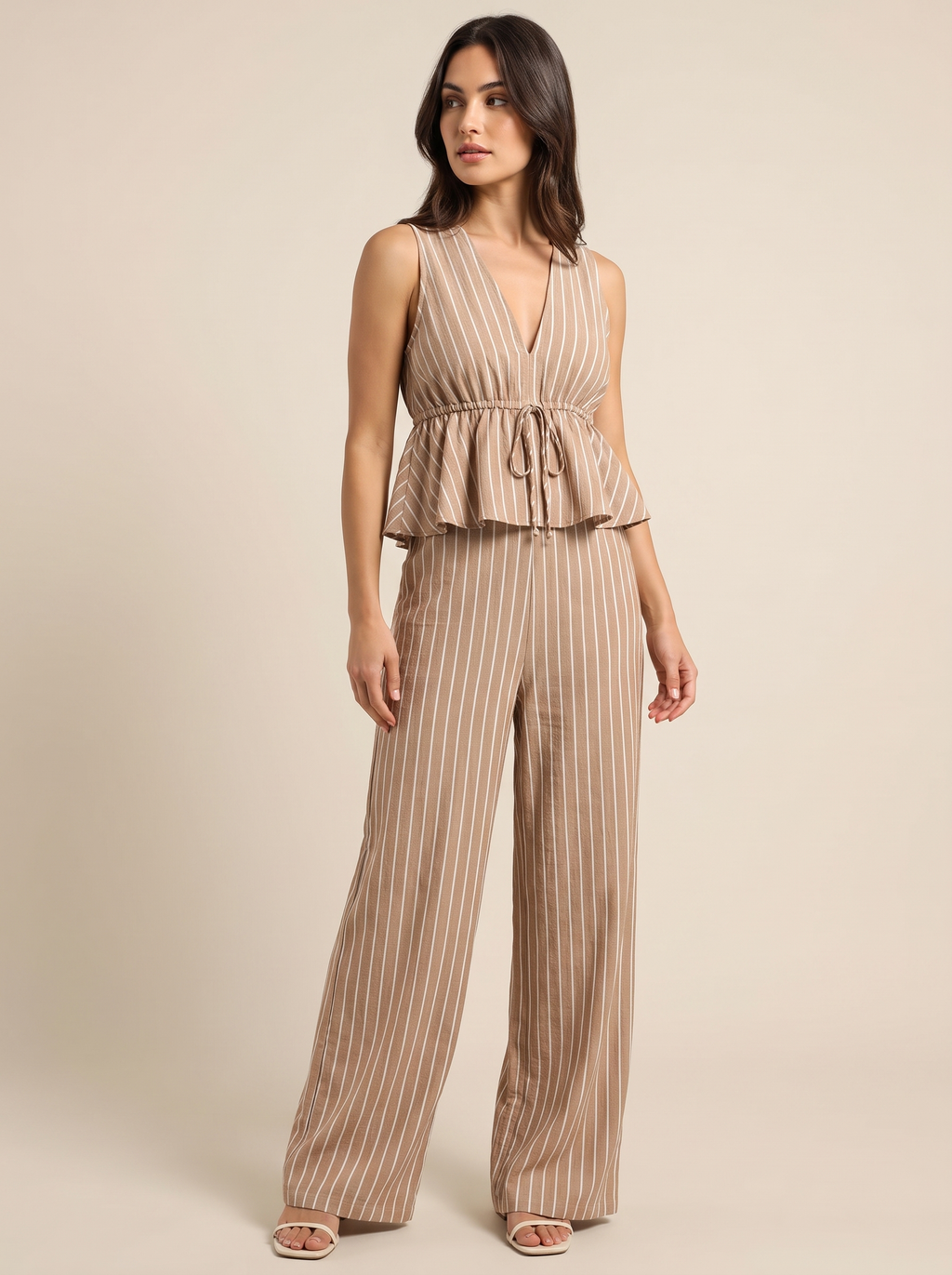 Ensemble Rayé taupe