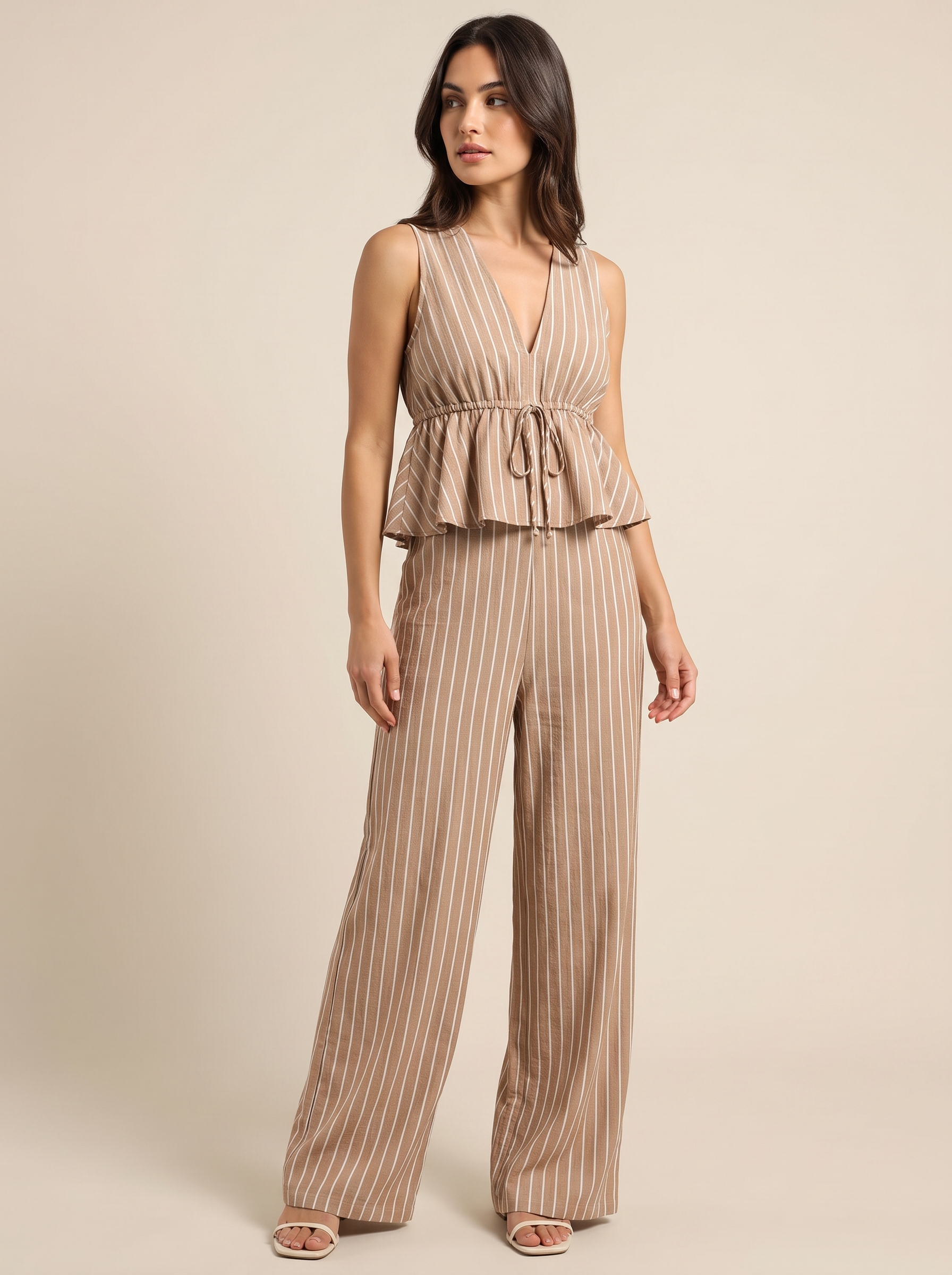 Ensemble Rayé taupe