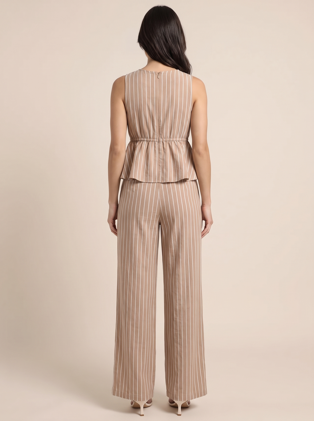Ensemble Rayé taupe