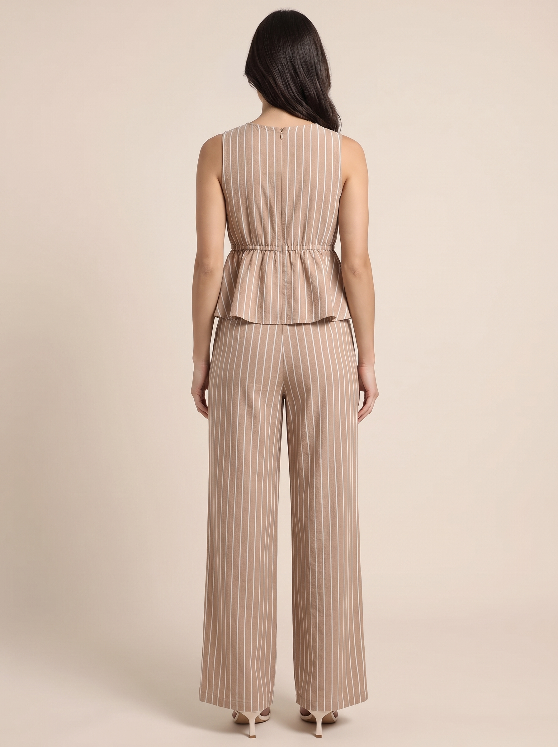 Ensemble Rayé taupe